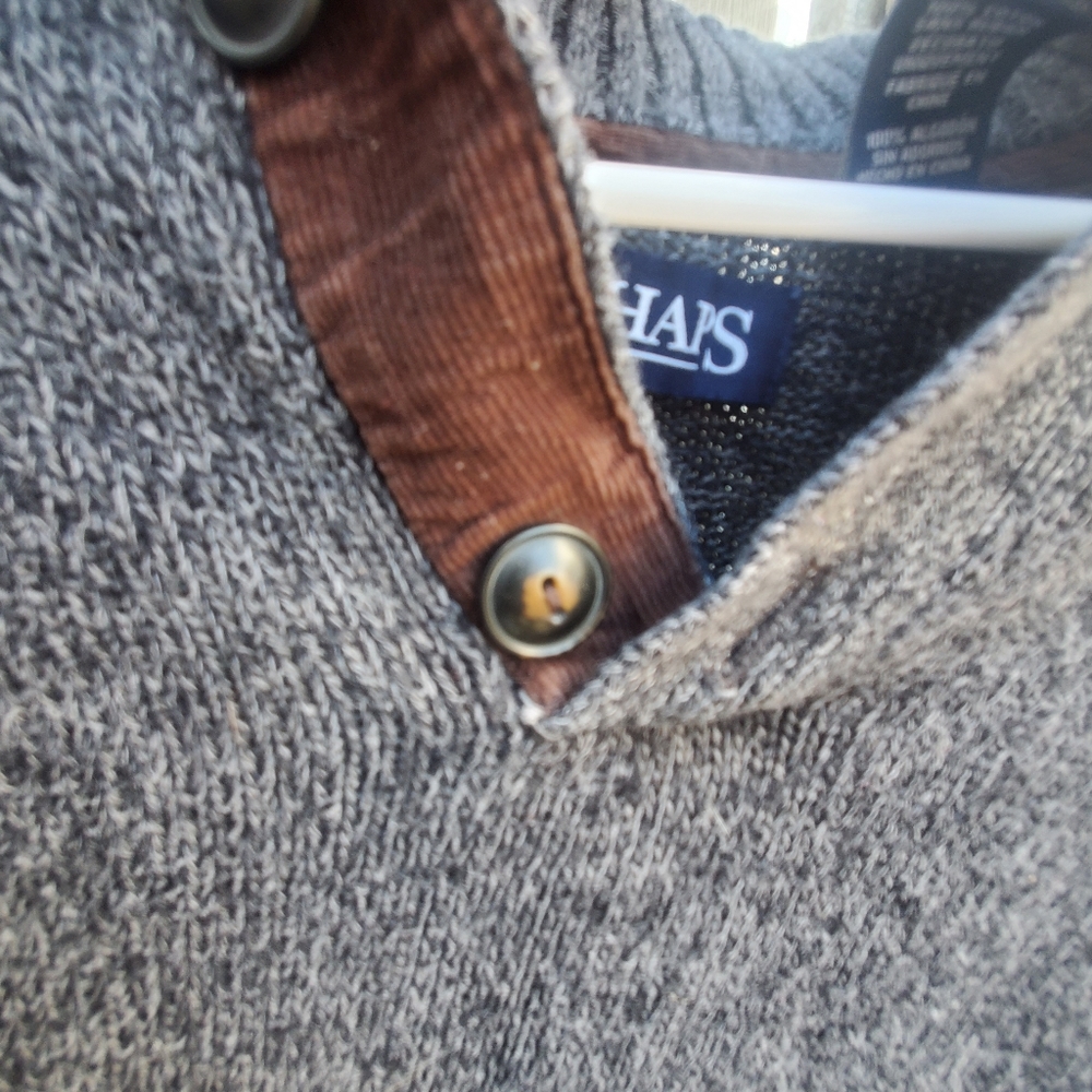 Chaps 3 Button Sweater with Corduroy Elbow Patches Men's Size XL EUC - Picture 3 of 9